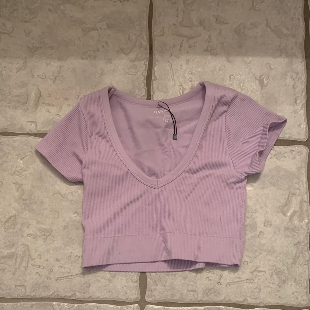 Garage Women's Light Purple V-Neck Crop Top